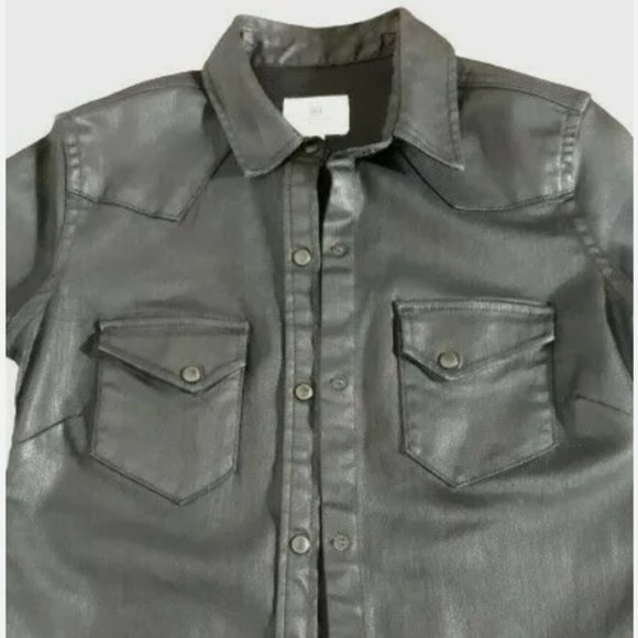 Adriano Goldschmied AG Womens Black Waxed Shirt Jacket Size XS - Picture 6 of 9